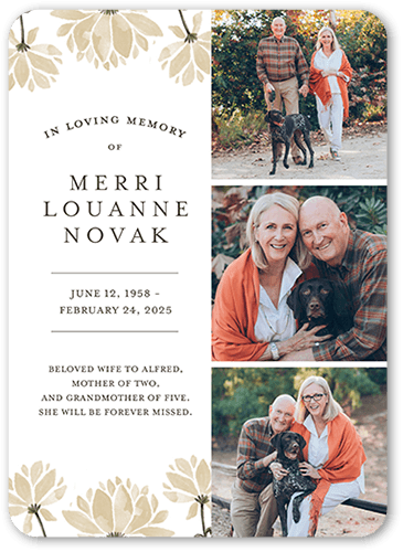 Bordered Botanicals Sympathy Card, Beige, 5x7 Flat, Signature Smooth Cardstock, Rounded, Tan