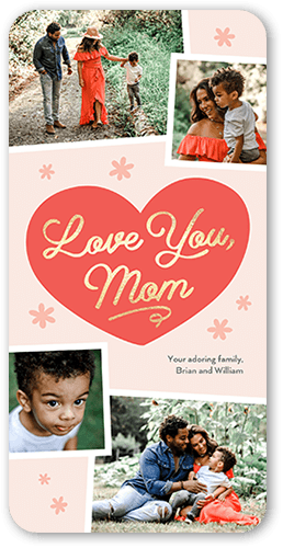 Iconic Heart Mother's Day Card, Pink, 4x8 Flat, Standard Smooth Cardstock, Rounded