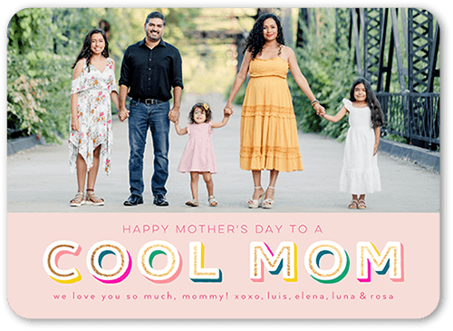 Cool Mom Mother's Day Card, Pink, 5x7 Flat, Pearl Shimmer Cardstock, Rounded, Ballet Slipper