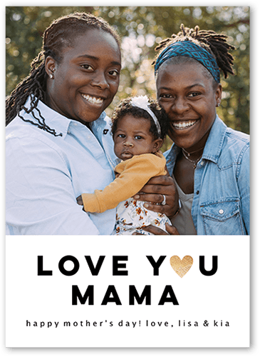 Radiant Heart Mother's Day Card, White, 5x7 Flat, Pearl Shimmer Cardstock, Square