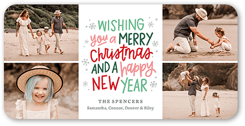 Playful Wishes Christmas Card, White, 4x8, Christmas, Signature Smooth Cardstock, Rounded