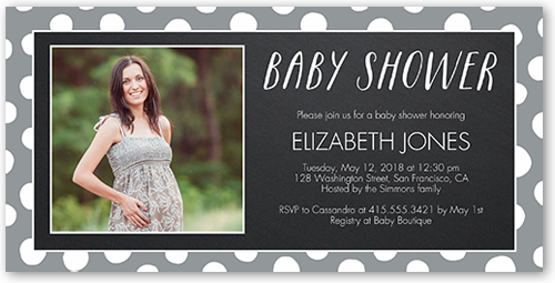 Chalkboard Dots Baby Shower Invitation, Grey, Standard Smooth Cardstock, Rounded