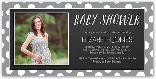 Chalkboard Dots Baby Shower Invitation, Grey, Pearl Shimmer Cardstock, Square