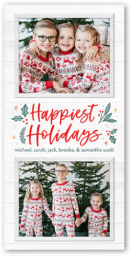 Holly Happenings Holiday Card, White, 4x8, Holiday, Standard Smooth Cardstock, Square