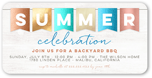 Summer Banner Party Invitation, Rounded Corners
