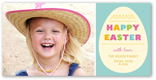Colorful Egg Easter Card, Blue, Pearl Shimmer Cardstock, Square