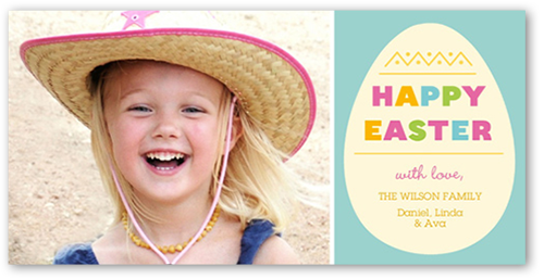 Colorful Egg Easter Card, Blue, 100% Recycled Cardstock , Square
