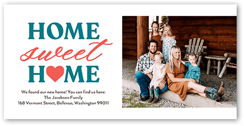 Heartfelt Home Moving Announcement, White, 4x8 Flat, Standard Smooth Cardstock, Square, White