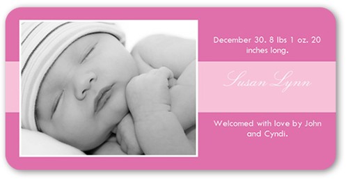 Cookie Rose Birth Announcement, Pink, Pearl Shimmer Cardstock, Rounded
