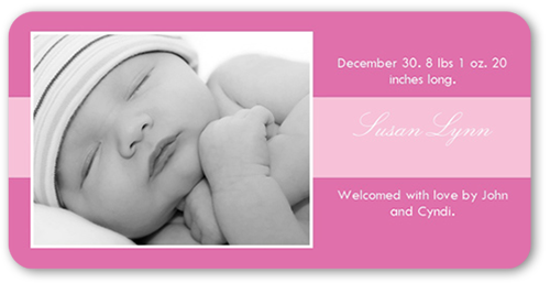 Cookie Rose Birth Announcement, Pink, 100% Recycled Cardstock , Rounded