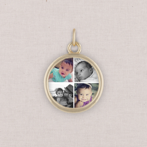 Gold Gallery of Four Photo Charm, Circle, White