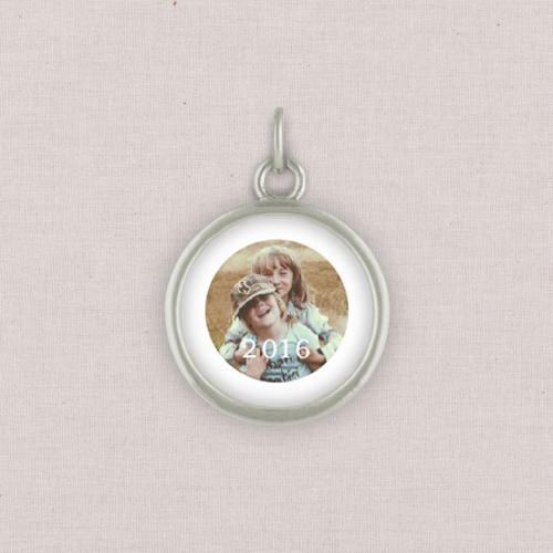 Silver Lisa Photo Charm, Circle, White