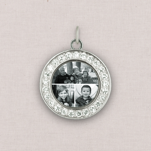 Silver Gallery of Three Photo Charm, Crystal Halo, White