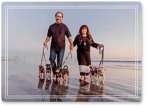 Double Border Photo Tile, Metal, 5x7, White, white