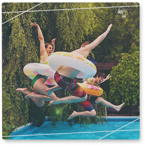 Captured Moment Photo Tile, Metal, 8x8, White, white