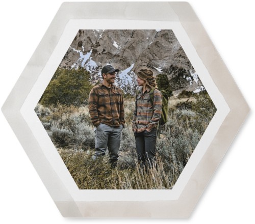 Washed Border Photo Tile, Metal, 7x8, Gray