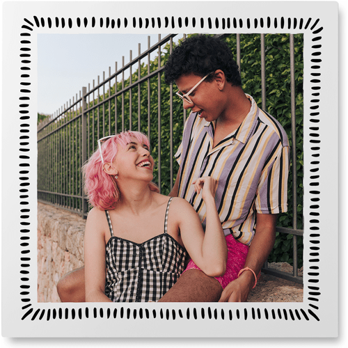 Dashing Border Photo Tile, Metal, 16x16, Black