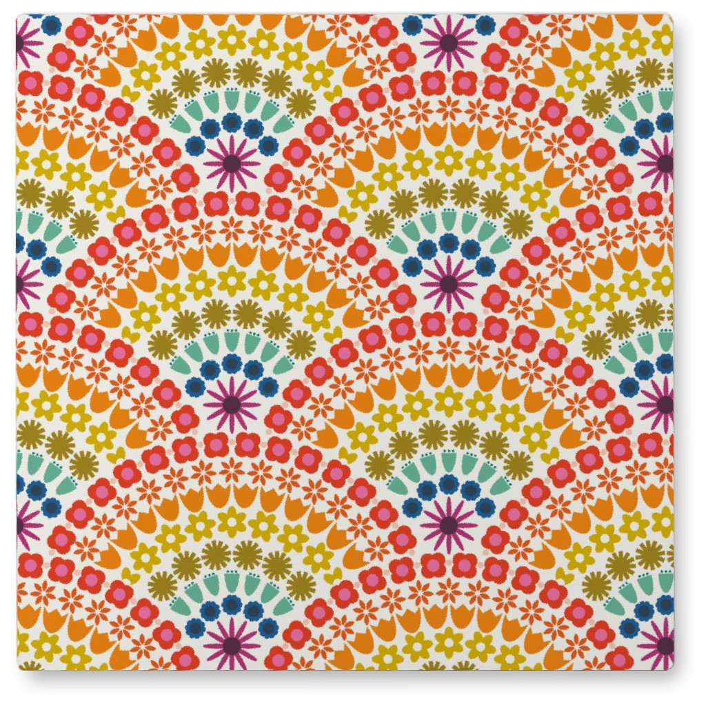 Rainbow Flower Scallops - Multi Photo Tile, Metal, 8x8, Multicolor