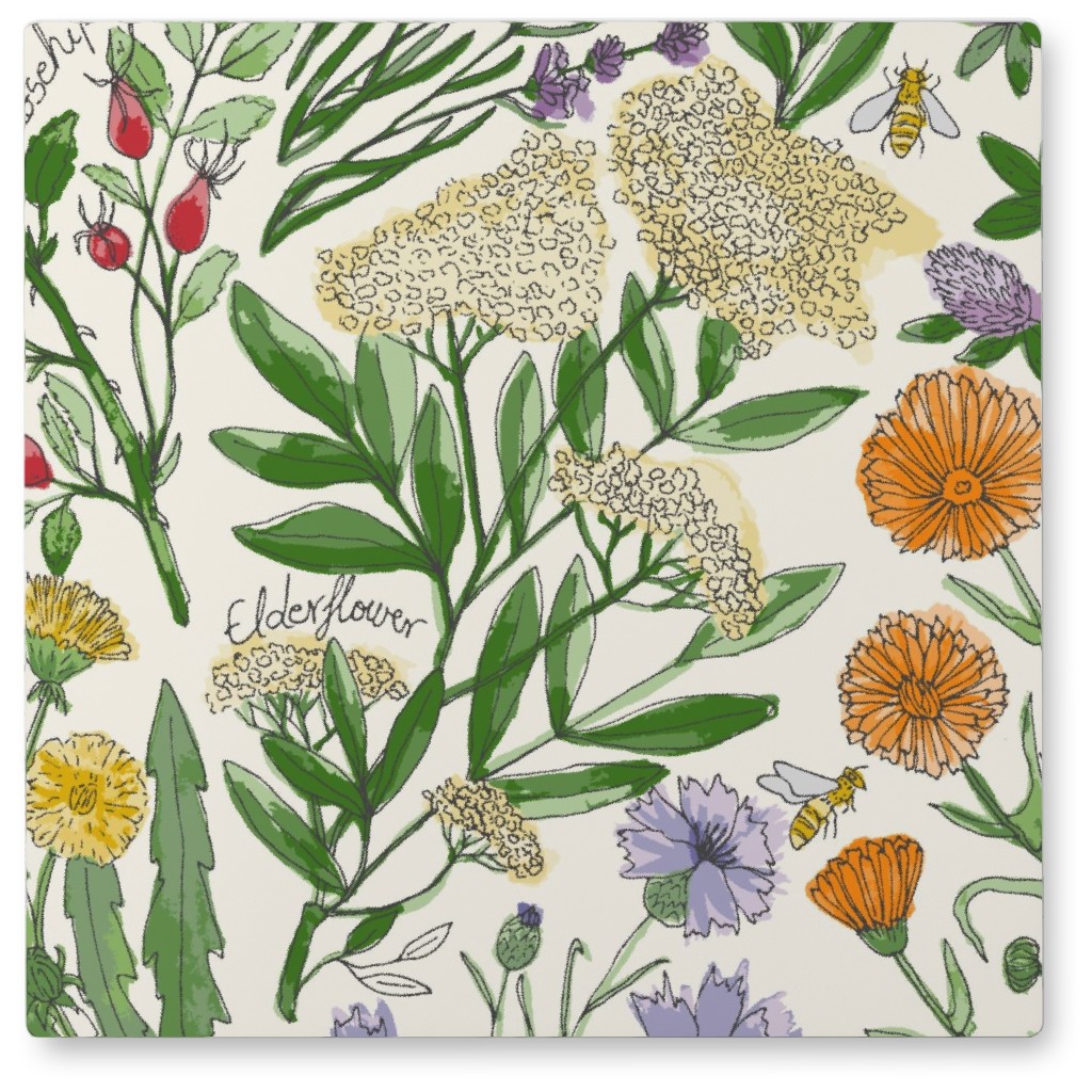 Wildflowers - Multi Photo Tile, Metal, 8x8, Multicolor
