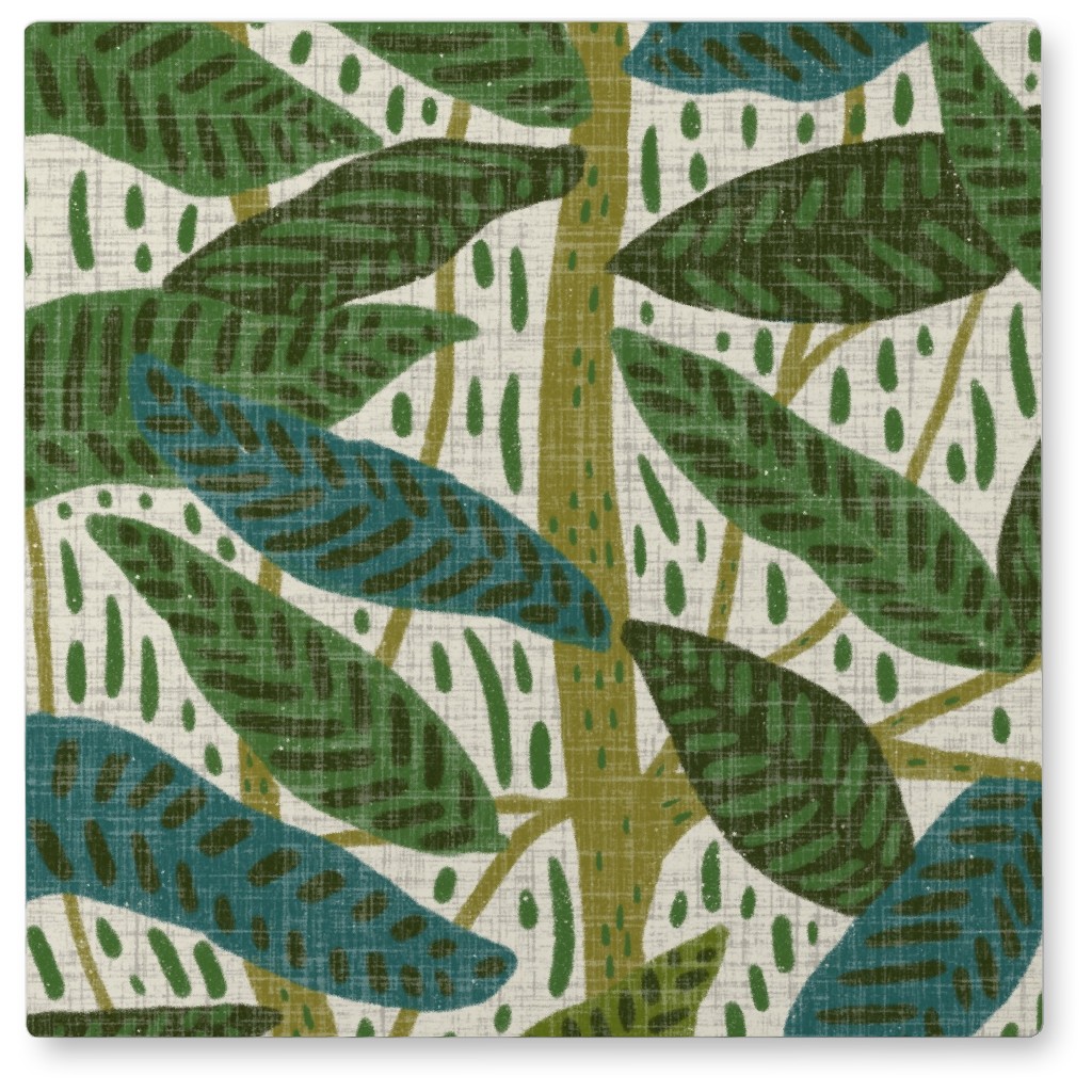 Jungle Foliage - Green Photo Tile, Metal, 8x8, Green