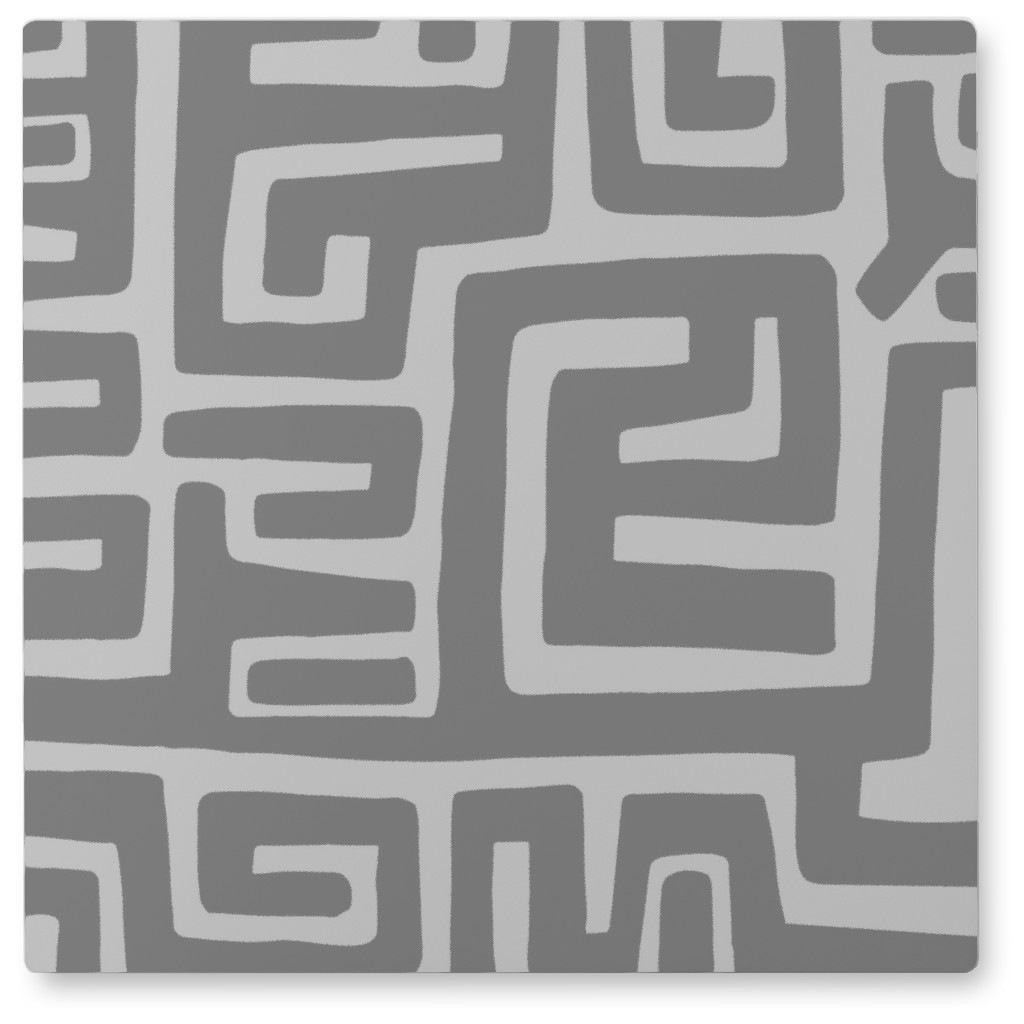 Maze Photo Tile, Metal, 8x8, Gray, Light Gray