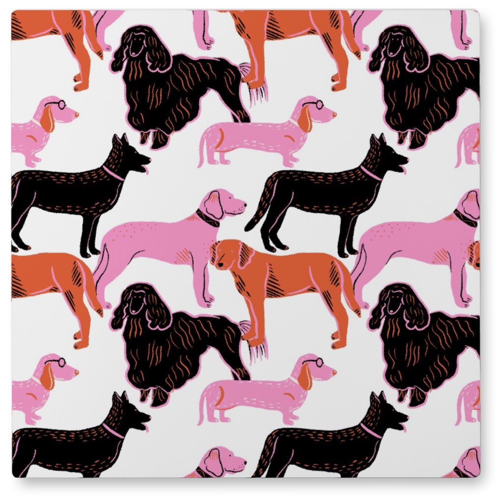 Goofy Dog Friends Photo Tile, Metal, 8x8, White, White