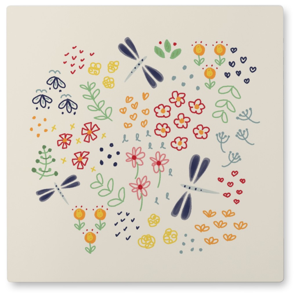 Dragonflies - Mulit Photo Tile, Metal, 8x8, Yellow, Classic Yellow