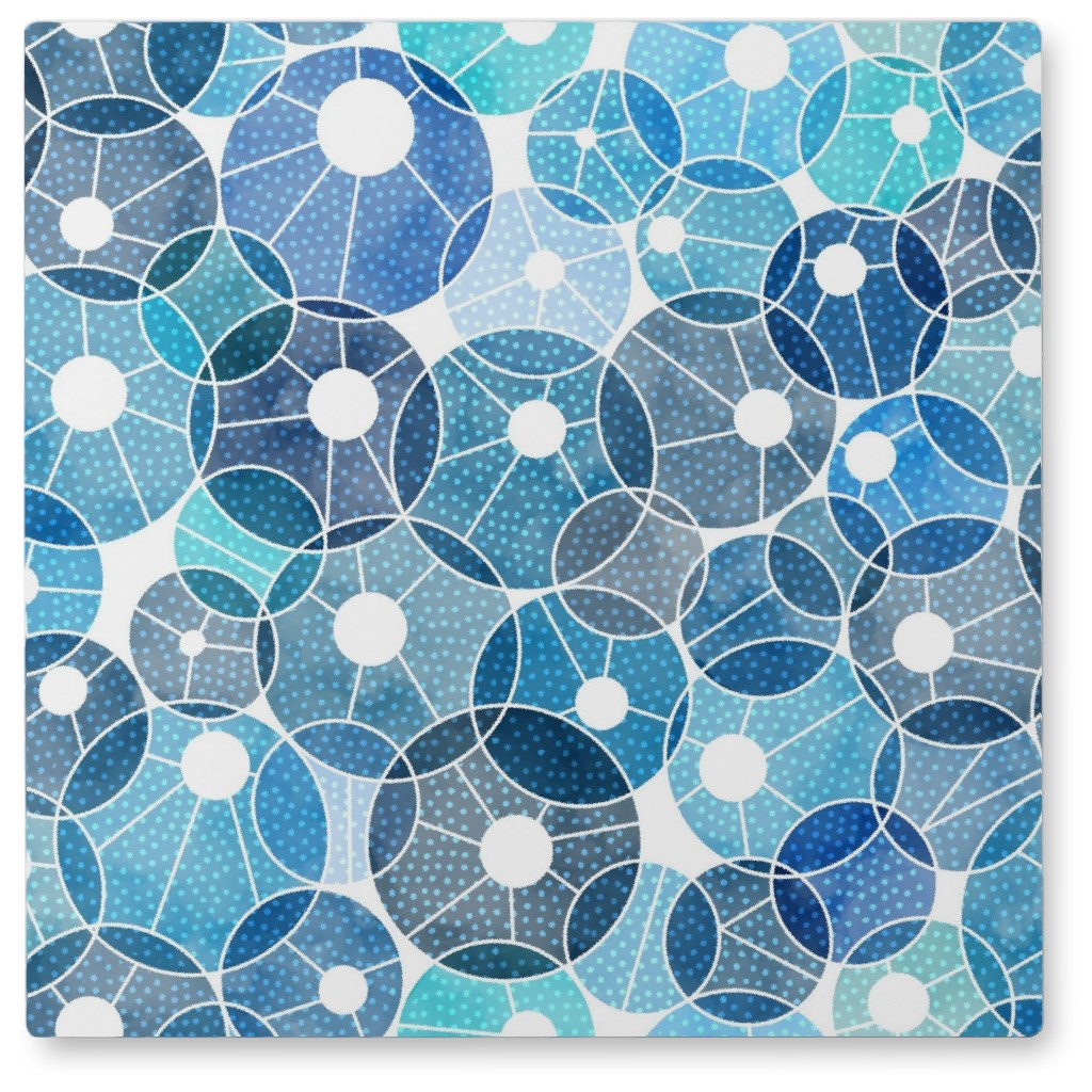 Abstract Balls - Blue Photo Tile, Metal, 8x8, Blue