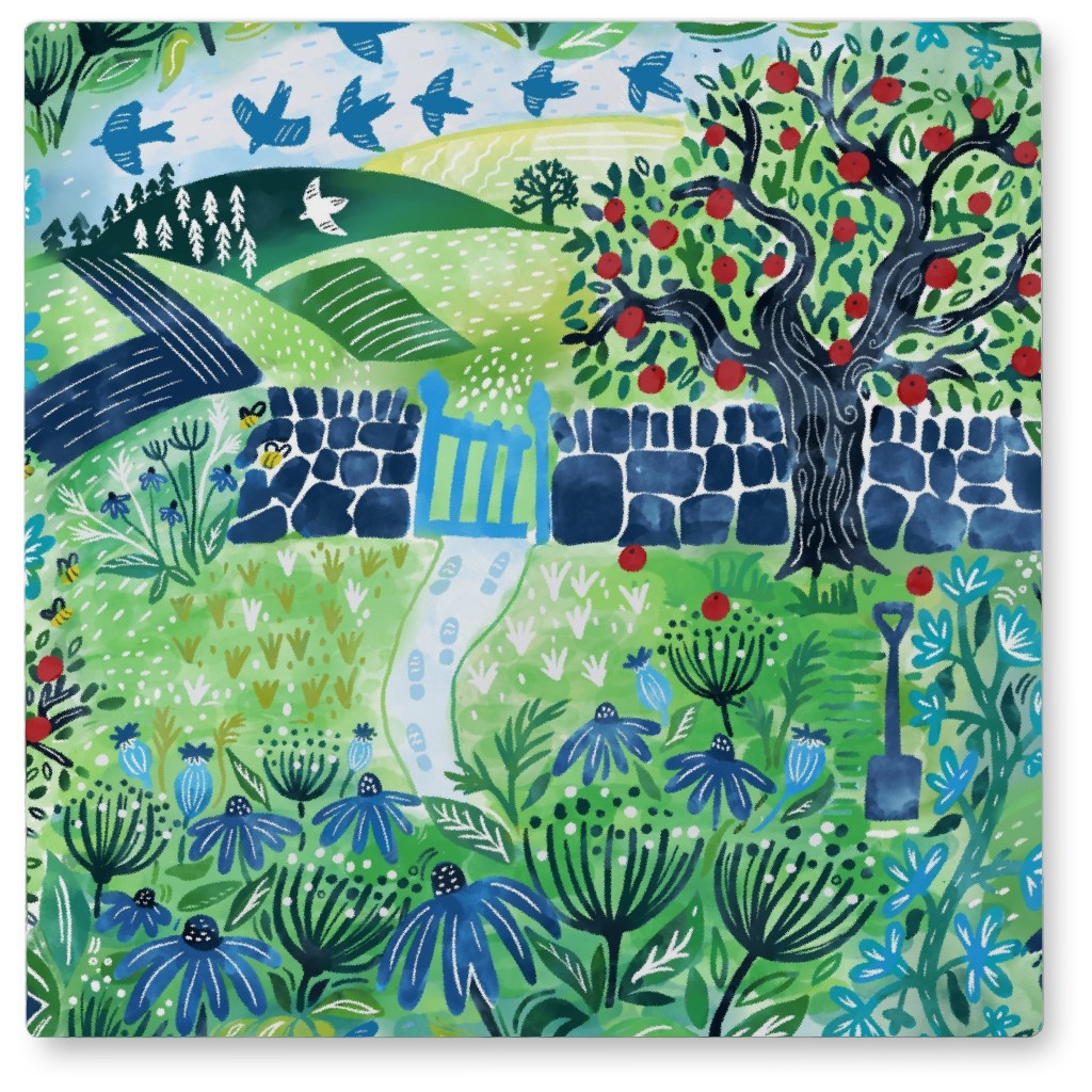 Down the Garden Path Photo Tile, Metal, 8x8, Multicolor