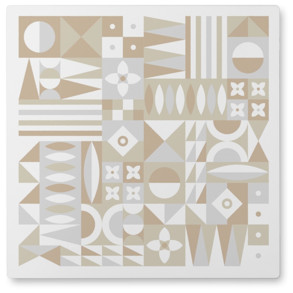 Modern Blocks Photo Tile, Metal, 8x8, Beige