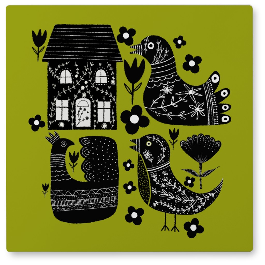 Max Folk Photo Tile, Metal, 8x8, Green, Garden