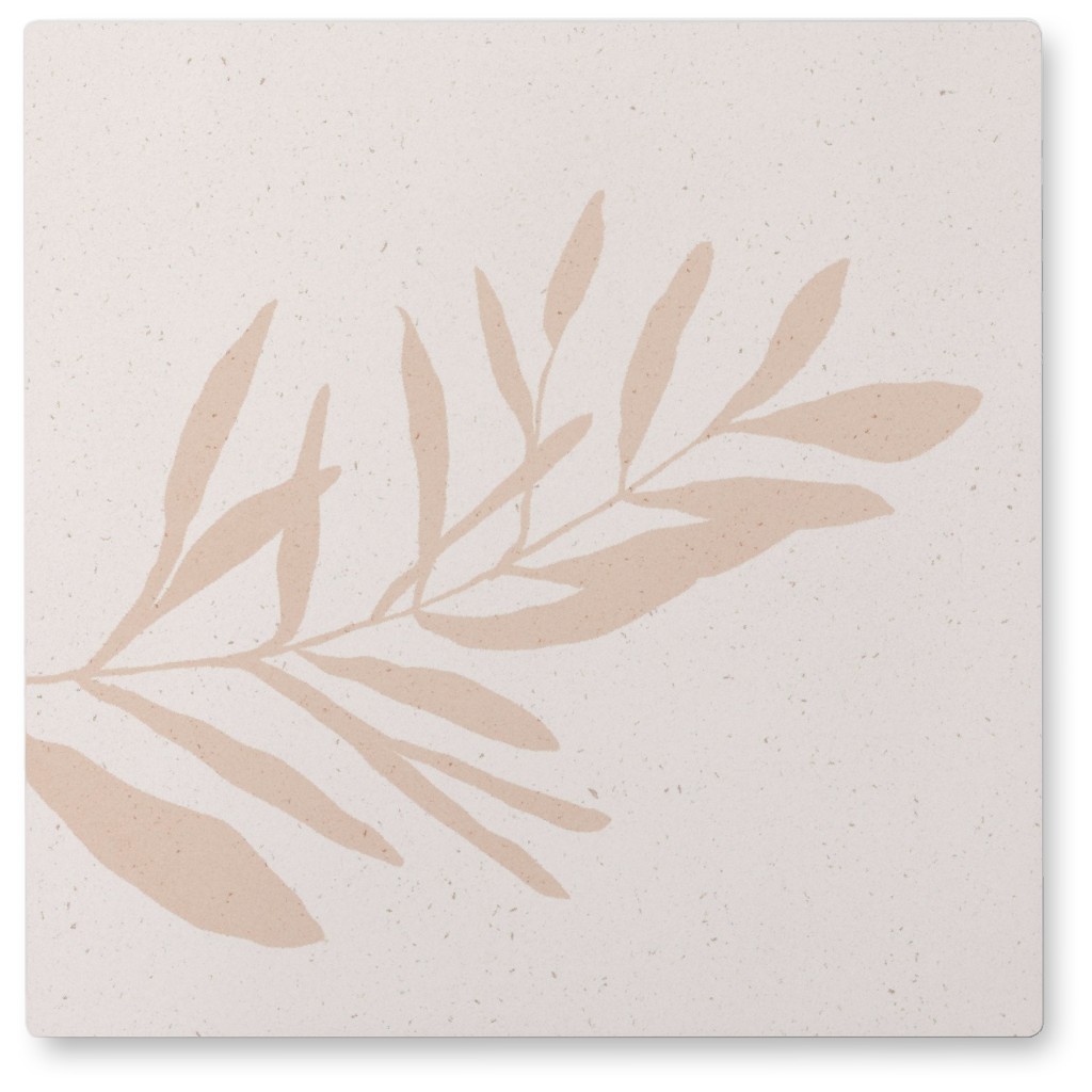 Delicate Fern - Beige Photo Tile, Metal, 8x8, Beige, Pearl