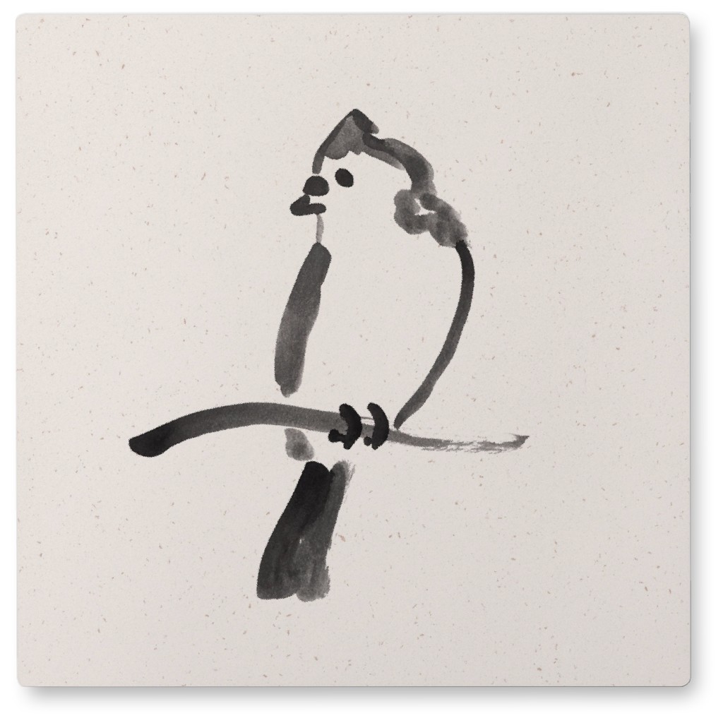 Little Tropical Bird - Neutral Photo Tile, Metal, 8x8, Black