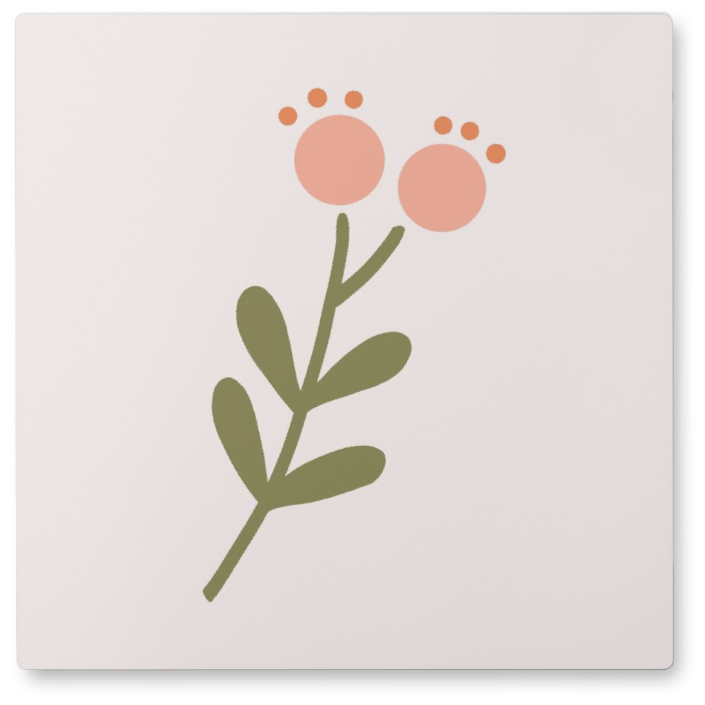 Billy Button Wildflowers - Pink Photo Tile, Metal, 8x8, Pink