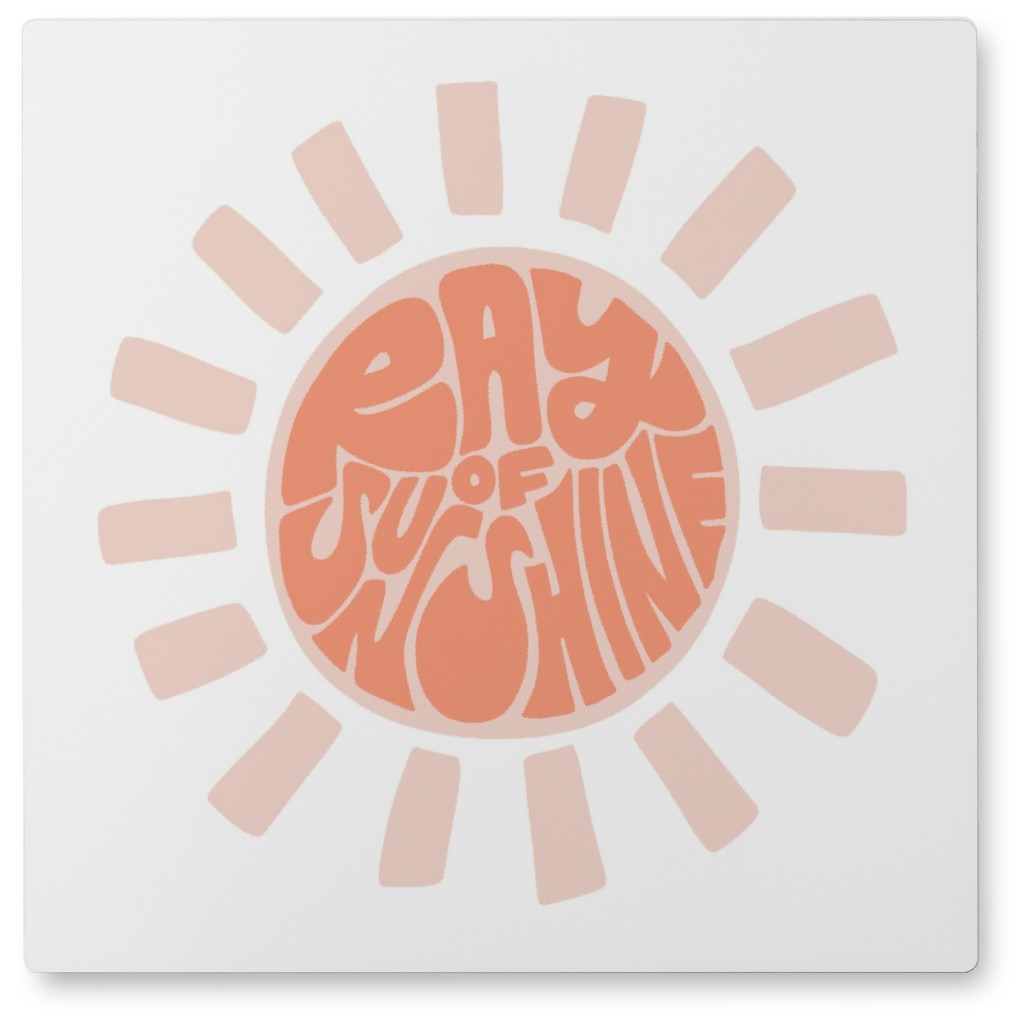 Ray of Sunshine Photo Tile, Metal, 8x8, Pink, Salmon