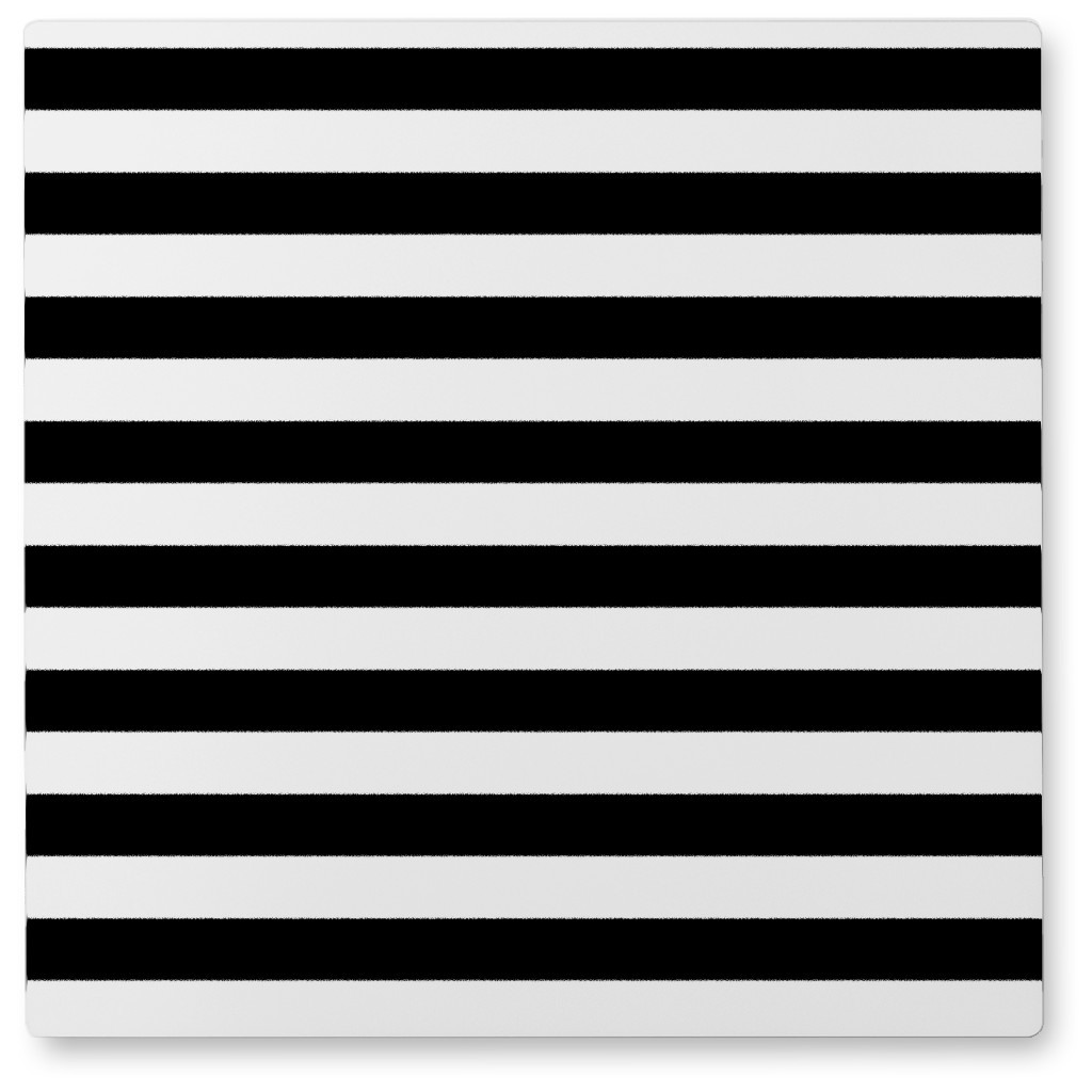 Striped - Black and White Photo Tile, Metal, 8x8, Black, Black