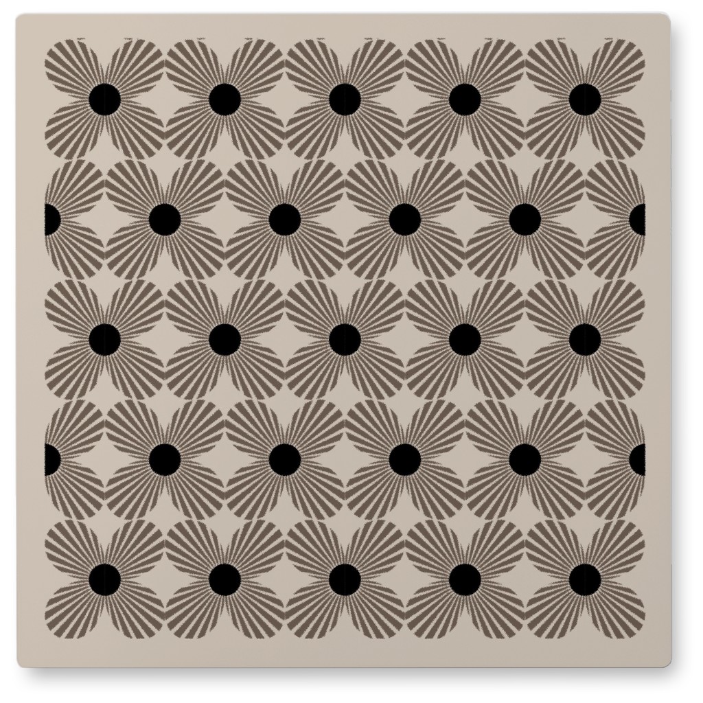 Grow Flowers - Black and Beige Photo Tile, Metal, 8x8, Black, Black