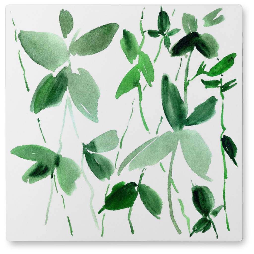 Watercolor Floral and Greenery Photo Tile, Metal, 8x8, Green
