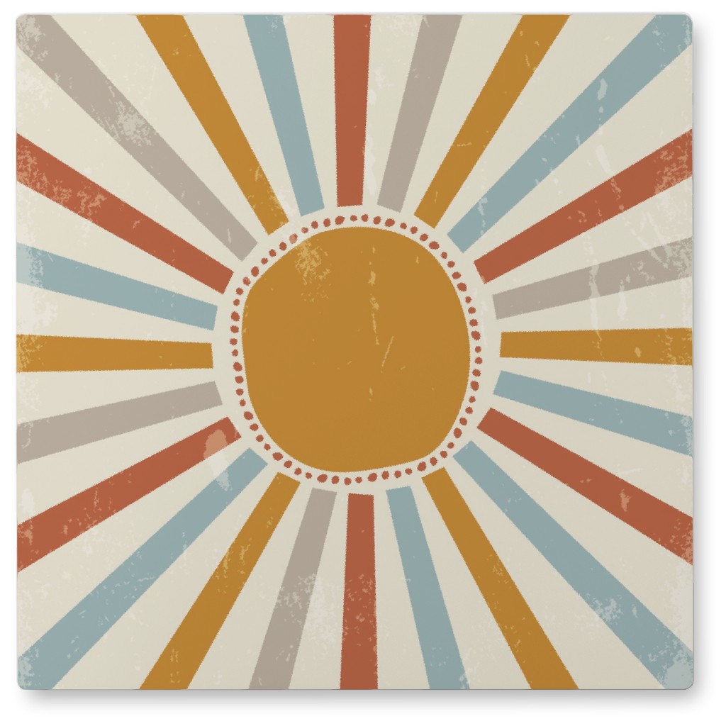 Boho Sun Rays - Earth Tones Multi Photo Tile, Metal, 8x8, Multicolor