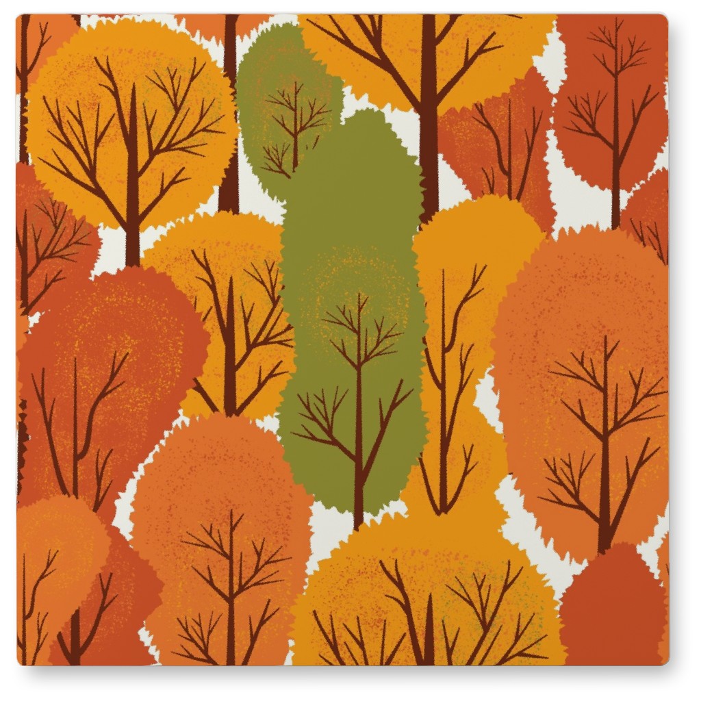Forest in Autumn - Orange Photo Tile, Metal, 8x8, Orange