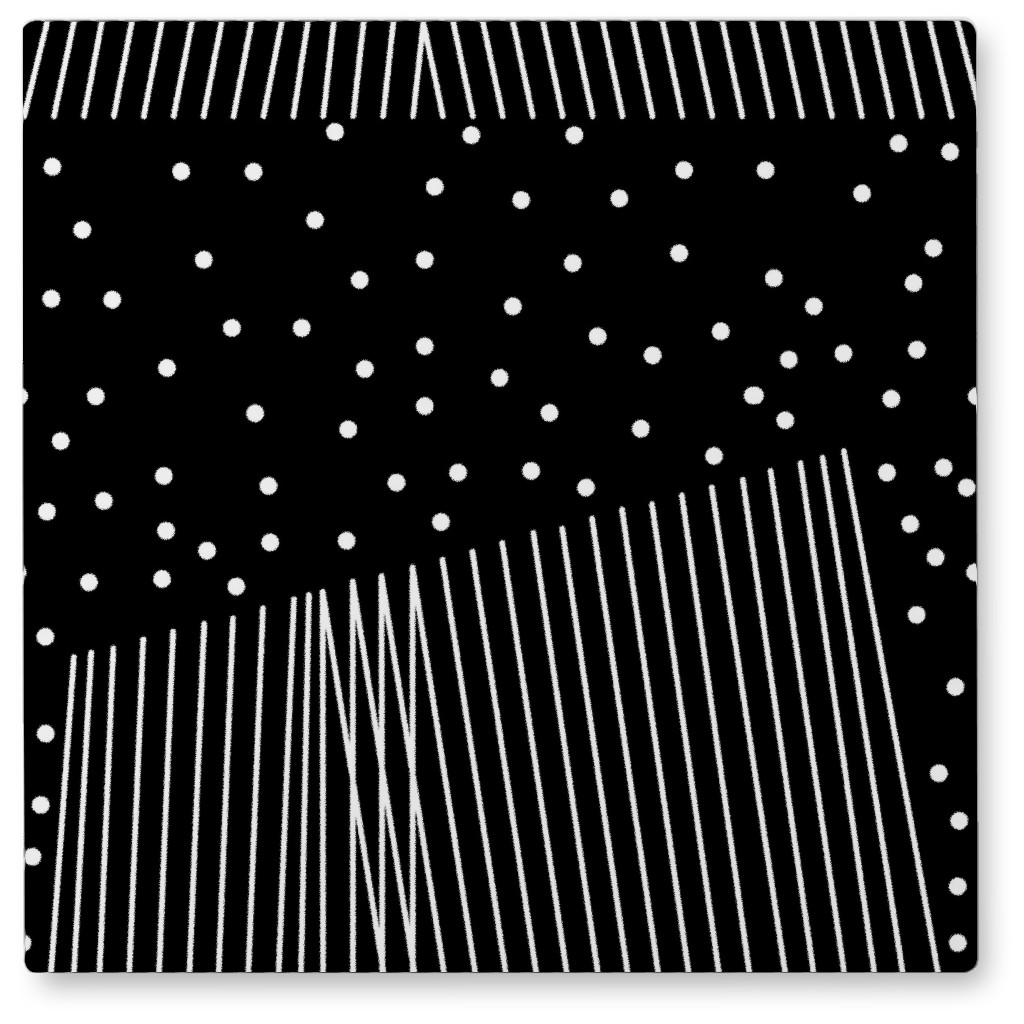 Abstract Geometric Lines and Dots - Black Photo Tile, Metal, 8x8, Black