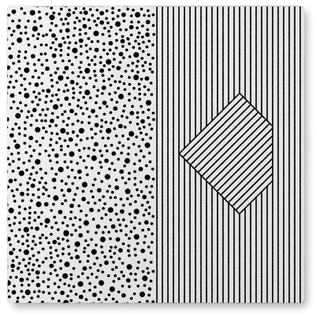 Geometric Lines and Dots - Light Photo Tile, Metal, 8x8, White, White