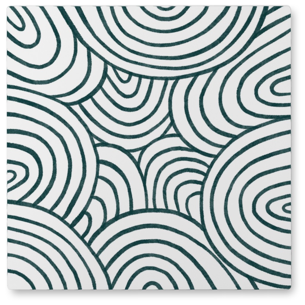 Doodles - Black and White Photo Tile, Metal, 8x8, White, White