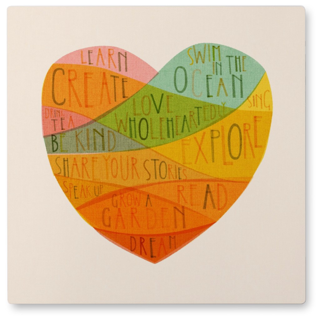 Wholehearted - Multi on Beige Photo Tile, Metal, 8x8, Multicolor