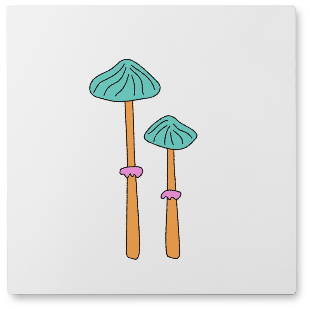 Double Mushroom Photo Tile, Metal, 8x8, Multicolor, Dove Gray