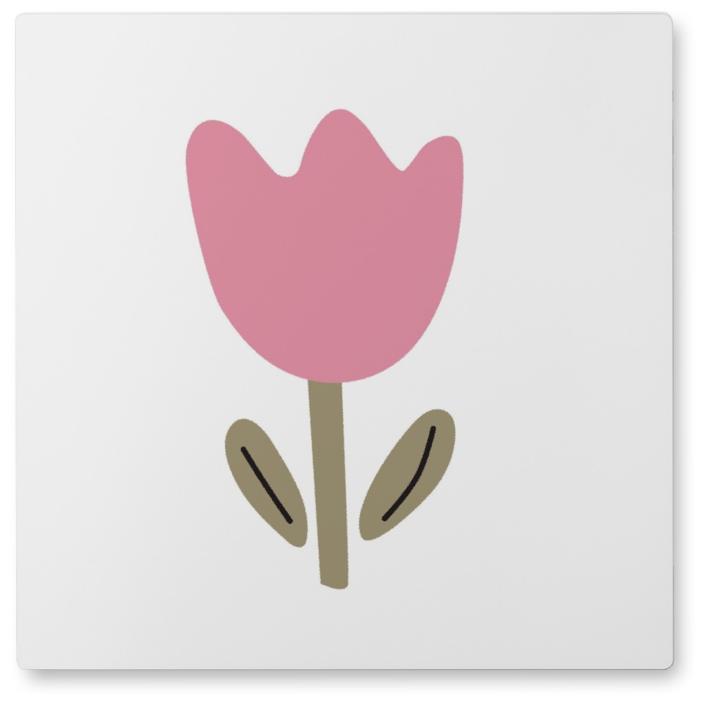 Fun Tulip Flower - Pink Photo Tile, Metal, 8x8, Pink