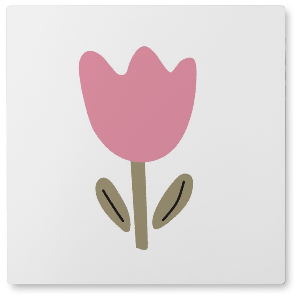 Fun Tulip Flower - Pink Photo Tile, Metal, 8x8, Pink, Bright Pink