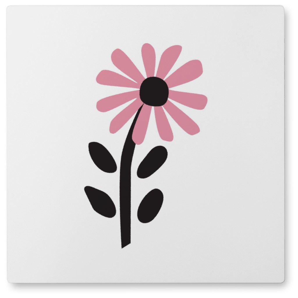 Fun Flower - Pink Photo Tile, Metal, 8x8, Pink