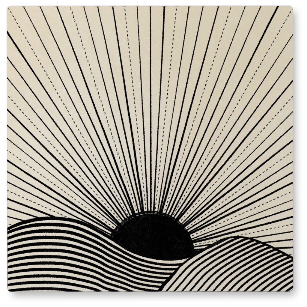 Sun Scene Photo Tile, Metal, 8x8, Beige