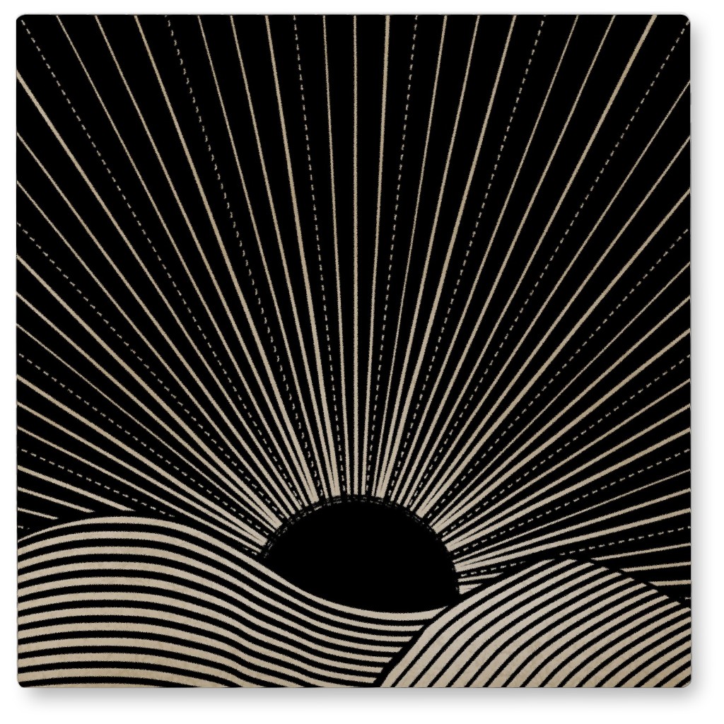 Sun Scene Photo Tile, Metal, 8x8, Black, Rich Black